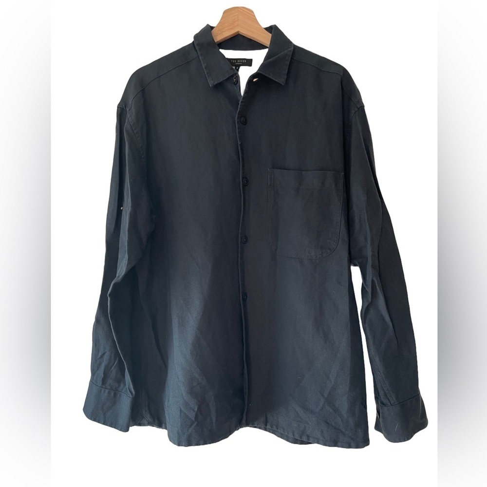 Ted Baker Linen Blend Button Down Heavy Weight Size 5‎ XL Excellent Condition